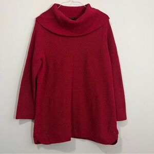 Talbots Size 1X Red Cowl Neck Tunic Sweater Speckles Holiday Cabin Cozy Preppy